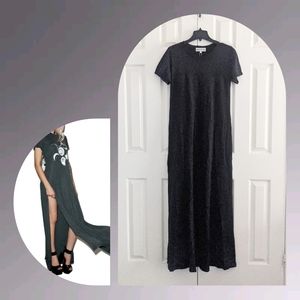 WILDFOX 💋 Journey Maxi Dress Vintage Ribbed Side Slit in Clean Black